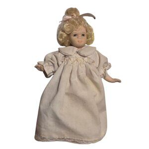 Vintage Porcelain Doll Blonde Hair In White Gown AS IS Collectible Figurine